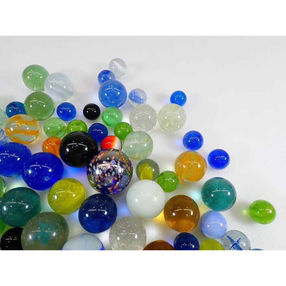Vintage‎ Glass Marbles Lot Mixed Colors Sizes Swirls Cat Eyes 114 Pcs - Picture 4 of 15